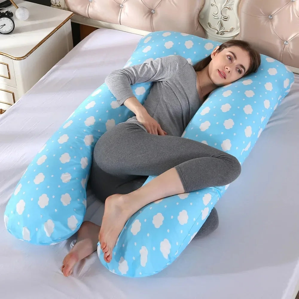 Body Pillow for Pregnant Women Multifunctional Pure Cotton Belly Waist Leg Full Body U-Shaped Cushion Maternity Long Pillow