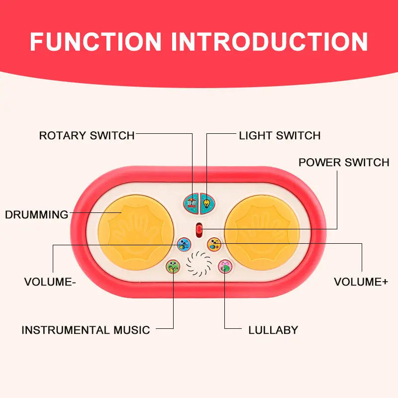 Children's Multifunctional Music Toy, Electronic Hand-played Drum, with Flashing Lights and Sound Effects, Accompany Baby's Grow