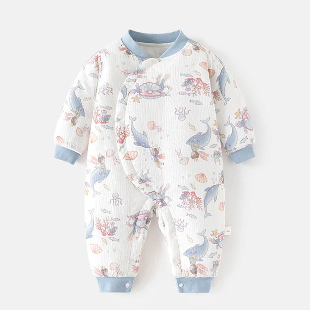 Newborn Winter Clothes Quilted Thicken Warm Christmas Baby Girl Romper 1st Birthday Baby Jumpsuit For Boys