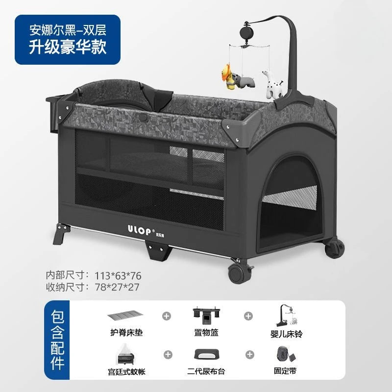 Foldable Baby Crib with Changing Table Convertible Bedside Bassinet Rocker Newborns Baby Sleeping Basket Baby Nest Bed Boy Girl