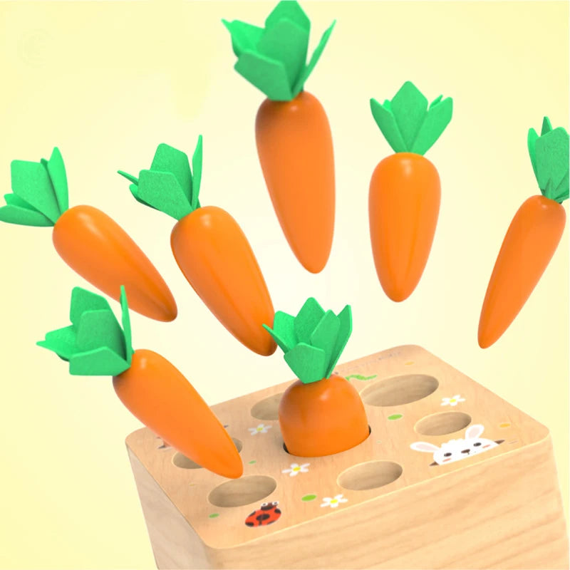 Montessori Toy Set Baby Wooden Pull Carrot Shape Matching Size Cognition Kids Early Education Puzzle Sensory Toy For Children