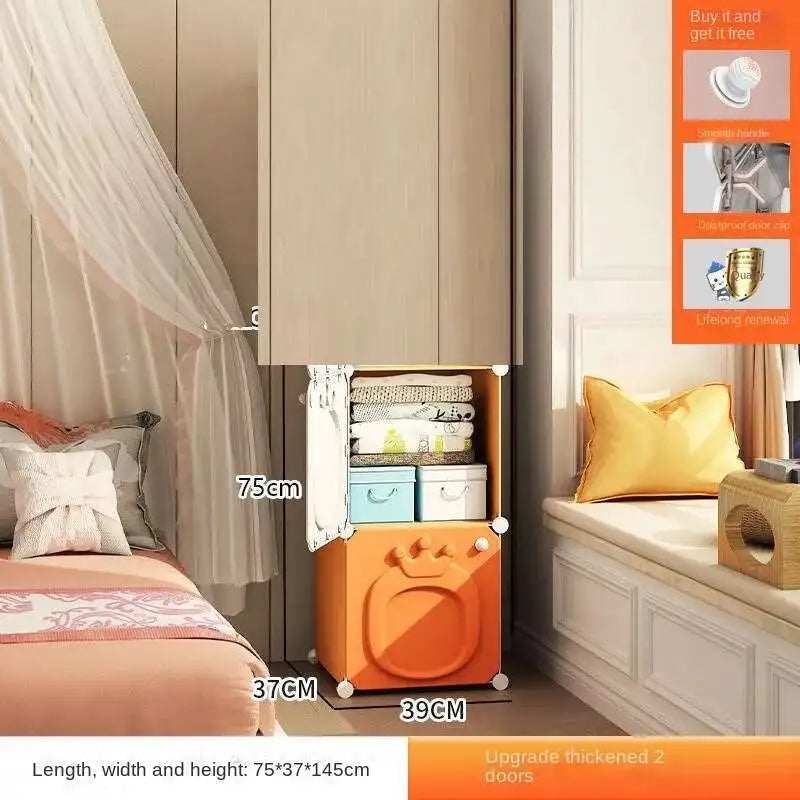 Home Bedroom Furniture Folding Wardrobe Clothes Cabinets Simple Dressers Cube Storage Locker Baby Closet Plastic Collapsible