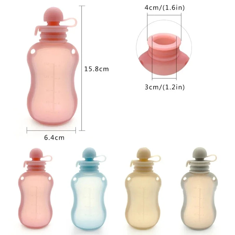150ml Reusable Silicone Baby Food Pouch – Leakproof Milk & Puree Storage