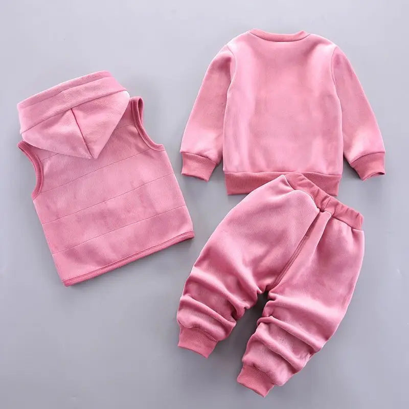 Baby Boys 3PCS Autumn/Winter Set – Fleece Astronaut Vest, Coat & Pants