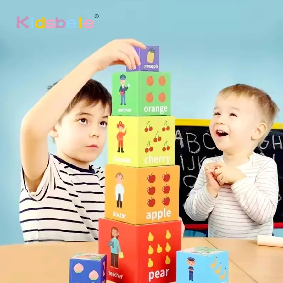 Numbers Color Shape Cognition Nesting Stacking Cubes Rainbow Paper Stacking Box Preschool Learning Montessori Toys Birthday Gift