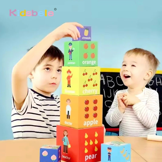 Numbers Color Shape Cognition Nesting Stacking Cubes Rainbow Paper Stacking Box Preschool Learning Montessori Toys Birthday Gift