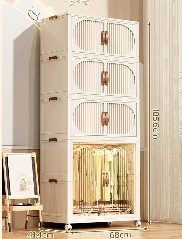 Children's Wardrobe Bedroom Closet Cabinet Baby Storage Box Toy Clothes Organizer Locker Folding Sorting Partition Wardrobe