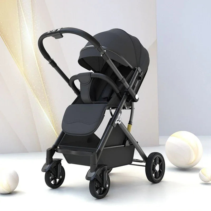 Ultra-light Four-wheel Baby Stroller Can Sit or Lie Down High-view Simple Baby Stroller Two-way Foldable Children's Stroller