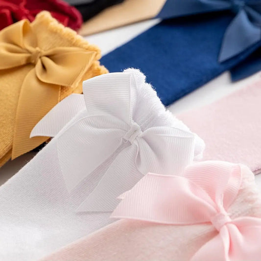 Ruffled Bow Knee-High Socks