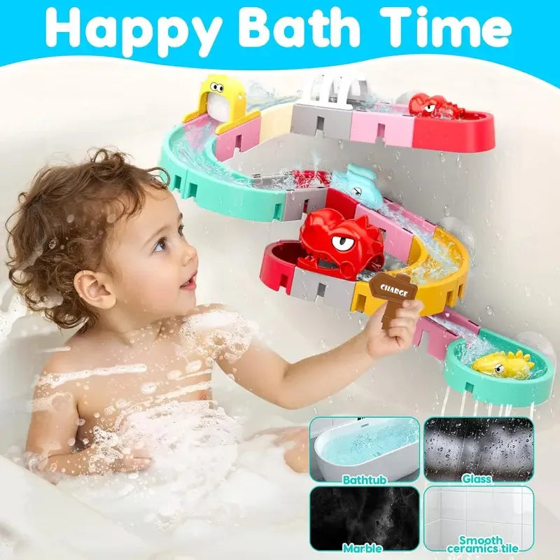BaBy Spray Outside Pool Bathtub Toys，Water Toys for Kids Bath Toys DIY Building Water Slide Tracks Wall Track Building Set