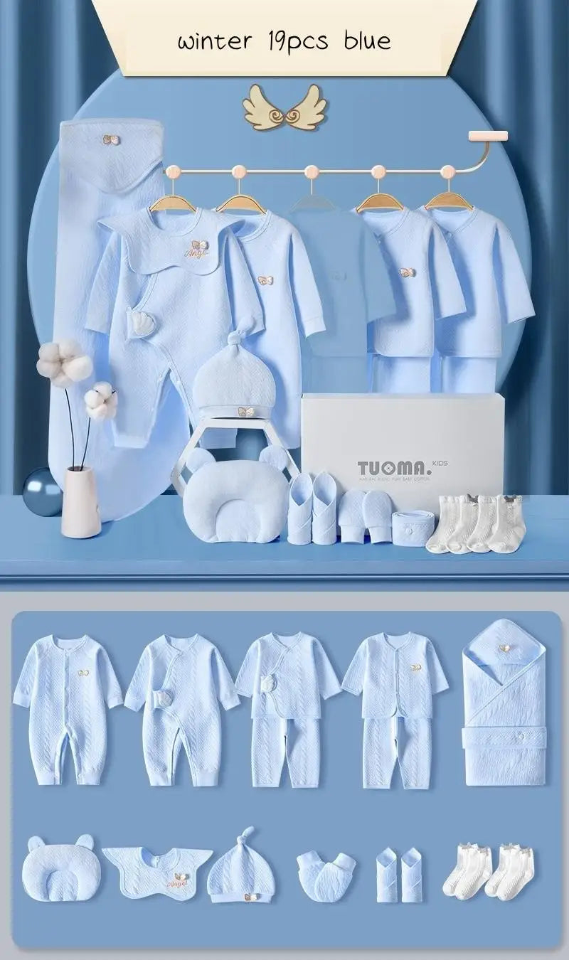 16/18/19/21/22pcs Newborn Clothes Set Angel Wing Baby Clothing Suit Pure Cotton 0-1Y Kids Unisex Infants Underwear Set No Box