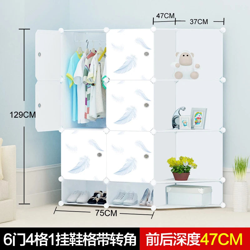 Minimalist Modern Closet Plastic Cube Fabric Storage Baby Open Clothes Wardrobe Nordic Bedroom Guarda Roupa Furniture For Room