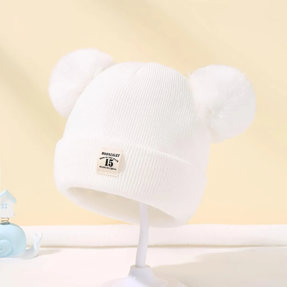 Cute Bear Ear Wool Baby Hat and Scarf Winter Set