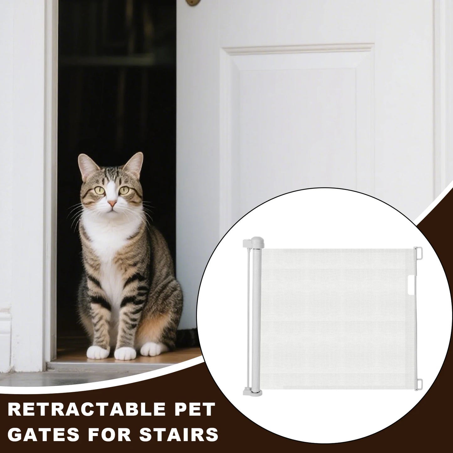 Baby Gate For Stairs Retractable Stair Mesh Gate Extra-Wide No-Drill Heavy-Duty Pet Supplies For Indoor Outdoor Porch Deck
