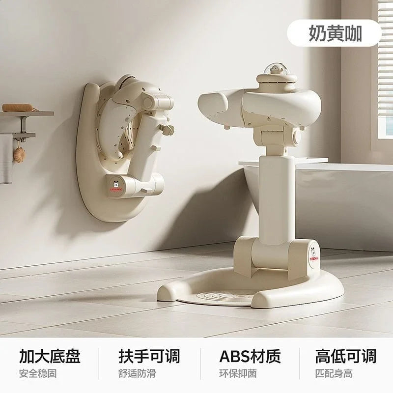 Baby Standing Bath Shower Station Infant Toddler Foldable Multi-Function Adjustable Hair Bottom Washing Portable Lightweight