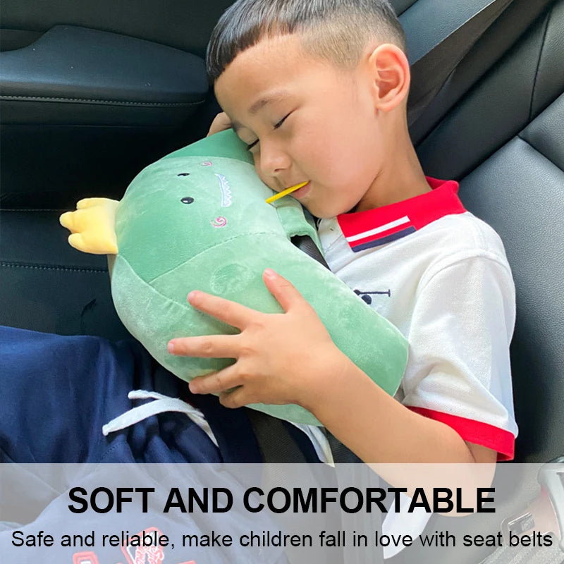 3 in 1 Car Pillow Soft Seat Headrest Pillows For Kids Car Seat Belt Covers Cushion Multi-functional Lumber Cushion Cute Pillows