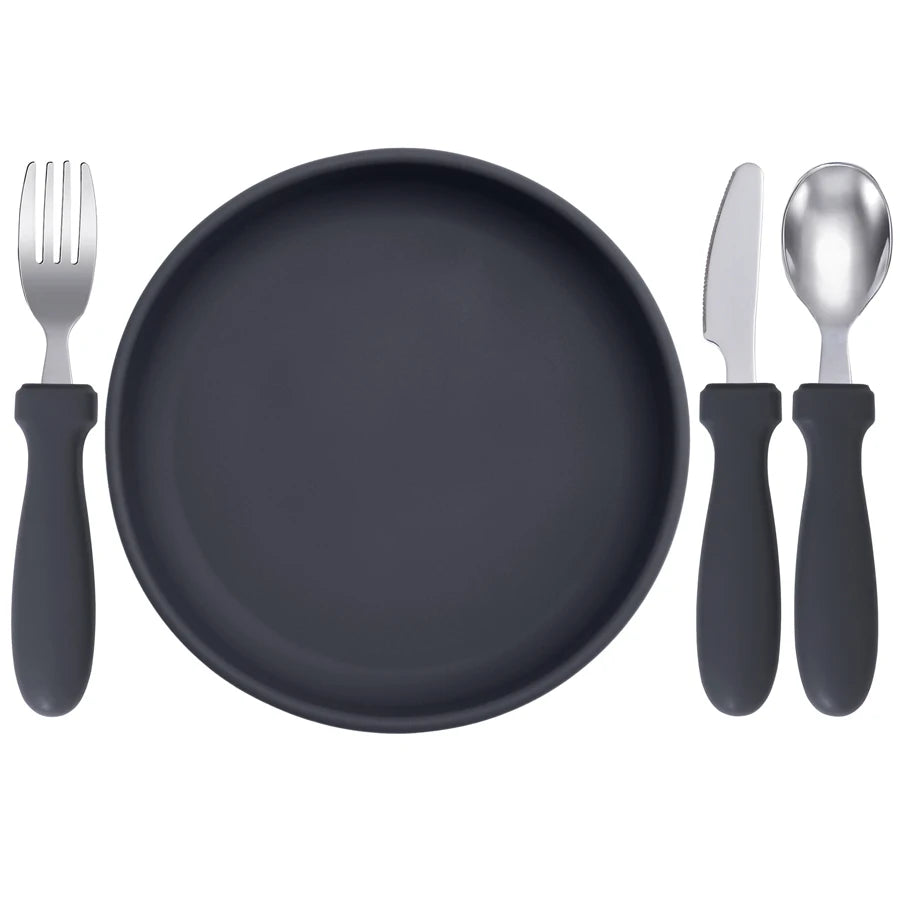 Infant Feeding Set – Silicone Plate, Spoon & Fork