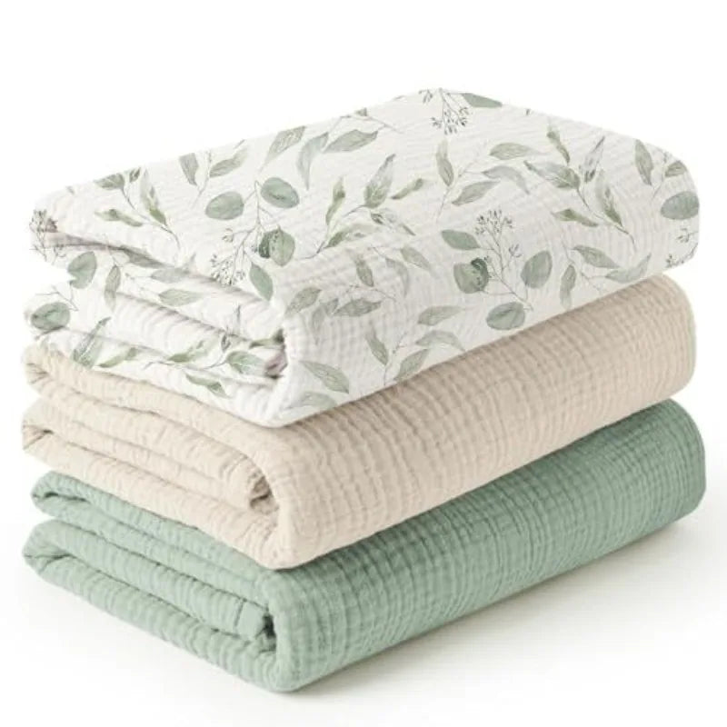3pcs/set 6-Layer Muslin Swaddle Blanket for Baby Soft Cotton Gauze Receiving Blankets for Newborn Soft Wrap Set Toddler Boy Girl
