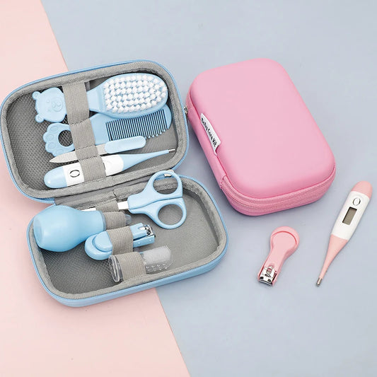 8PCS/Set Baby Health Care Kit Kids Nail Hair Health Care Thermometer Grooming Brush Clipper Teether Toothbrush Baby Essentials
