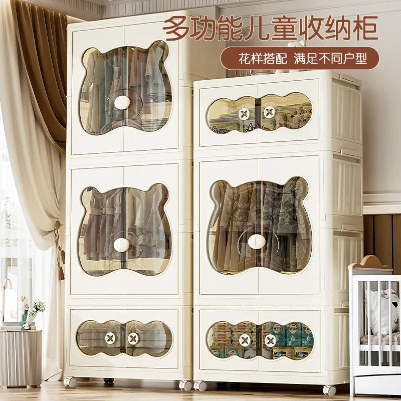 Wardrobe Clothes Baby Storage Cabinet Wardrobe Furniture Guarda Roupa Infantil Foldable Plastic Closet Bedroom Furniture