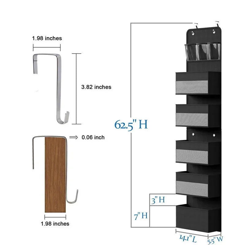 Six-Layer Zipper Combination Door Back Storage Hanging Baby Bed Underwear Storage Bag Non-Woven Fabric Storage Organizer