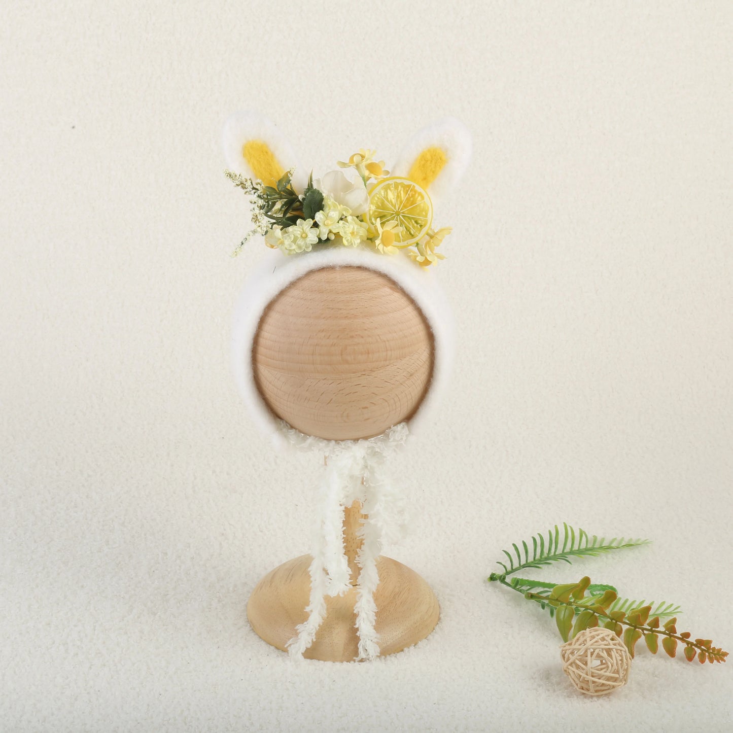 Cute Fox Flower Bonnet Newborn Wool Felt Photo Prop