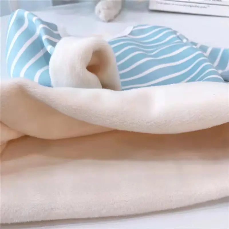 1Set Autumn Winter Kid Warm Velvet Underwear Set Babies Thickened High Waist Belly Protection Baby Casual Childrens Clothing Set