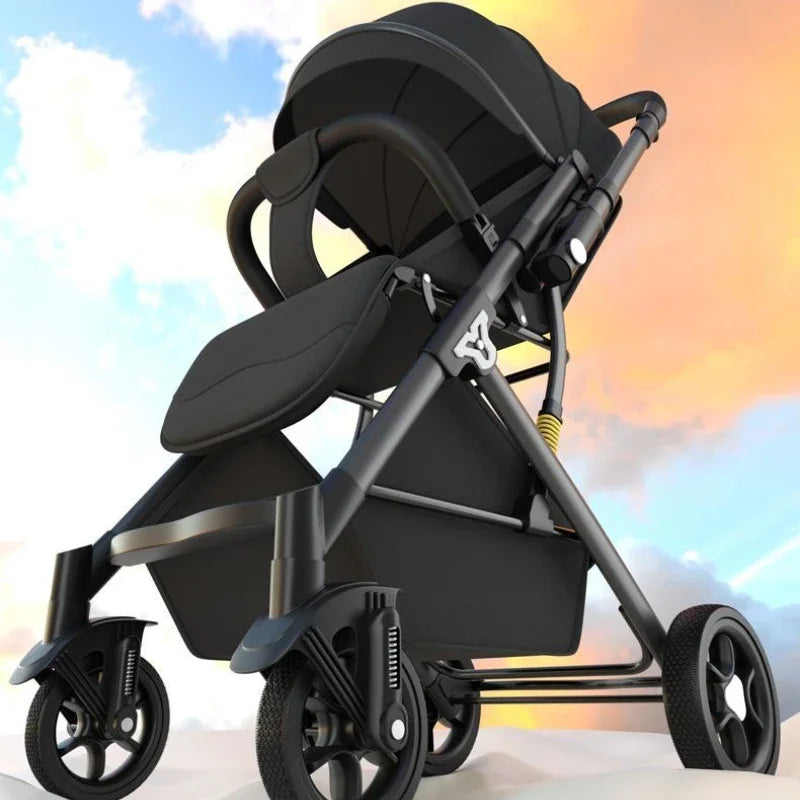 Ultra-light Four-wheel Baby Stroller Can Sit or Lie Down High-view Simple Baby Stroller Two-way Foldable Children's Stroller