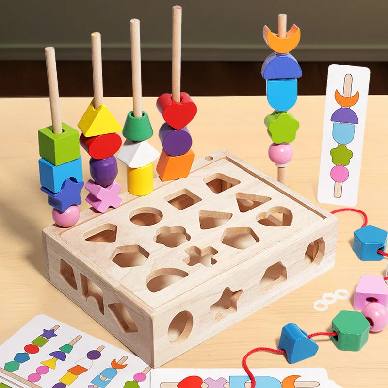 Boîte à puzzle en bois Montessori – Jeu d'association de couleurs et de formes pour enfants