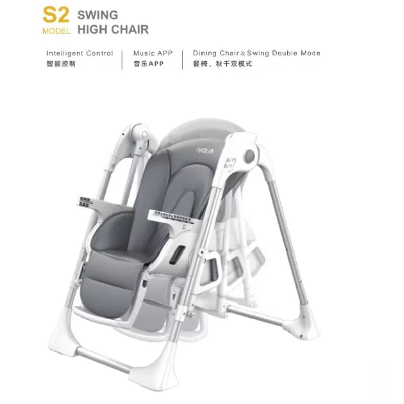 Intelligent 2 in 1 Electrical plastic baby swing sitting feeding equipped with music baby highchair chair
