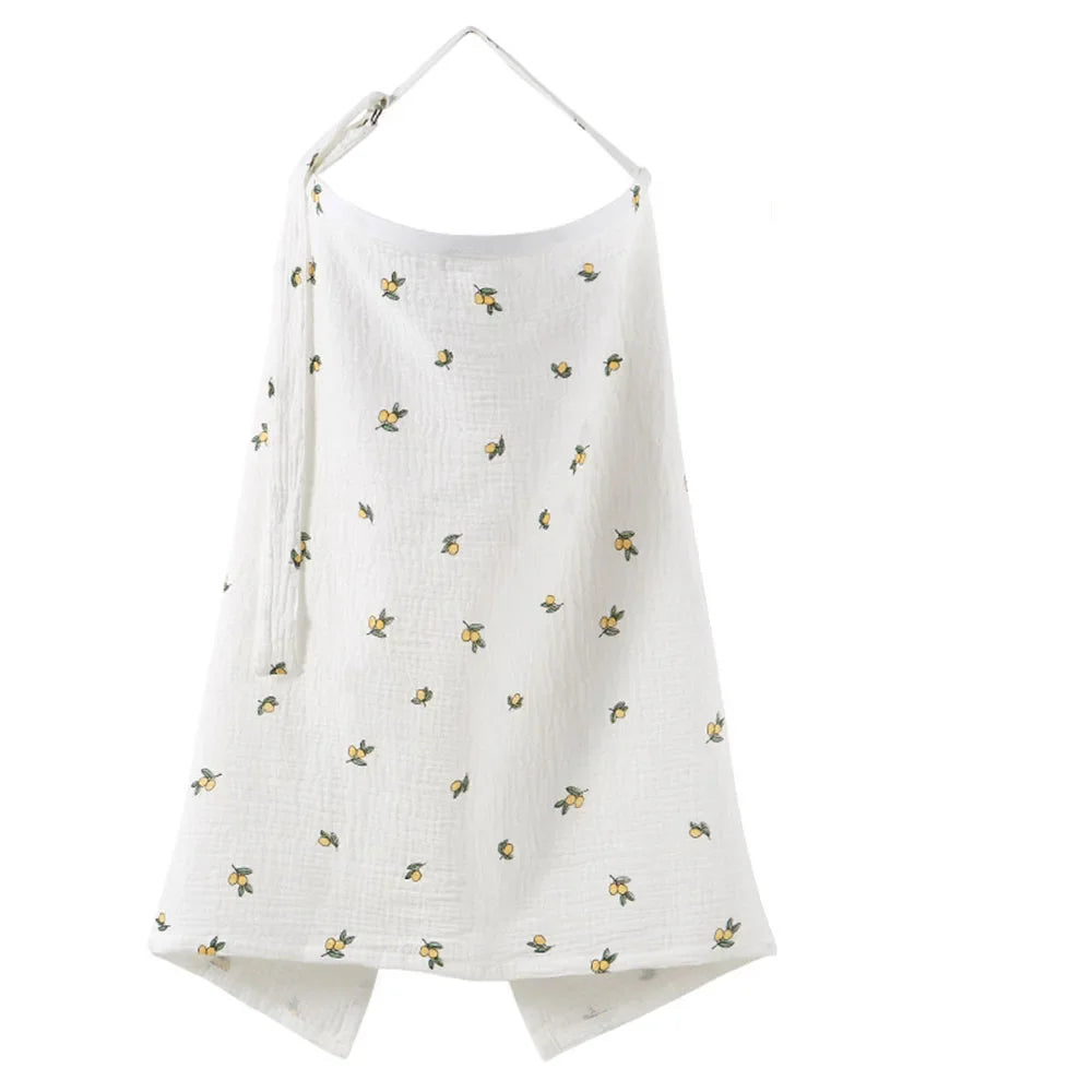 Muslin Nursing Covers for Breastfeeding, Privacy Breast Feeding Cover with Arch Neckline for Mom and Baby Nursing Apron