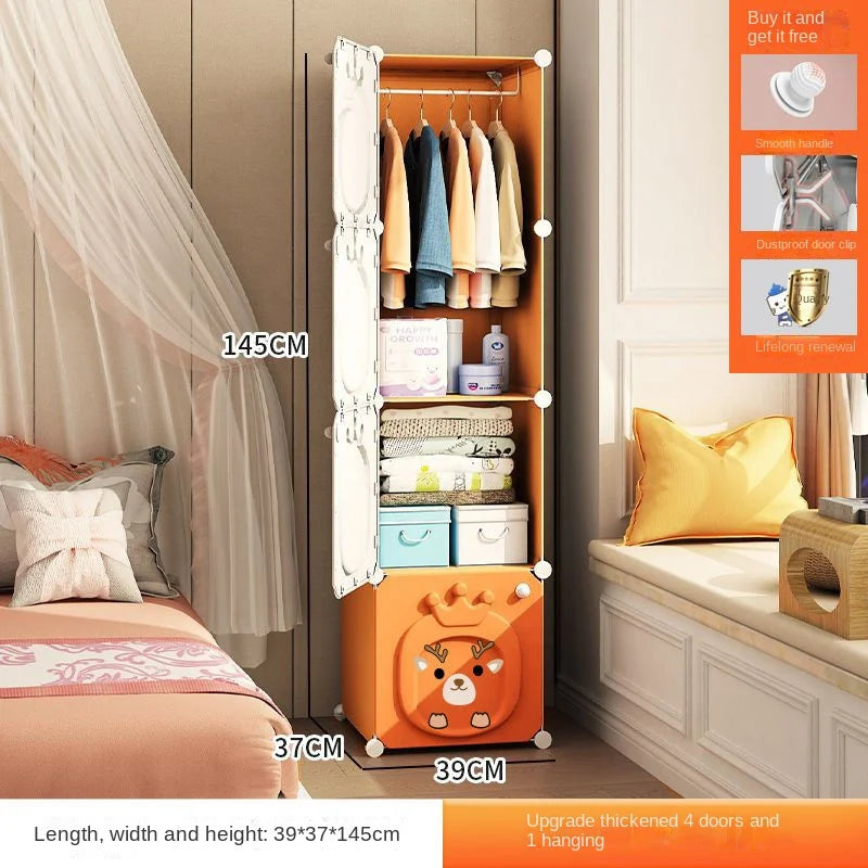 Home Bedroom Furniture Folding Wardrobe Clothes Cabinets Simple Dressers Cube Storage Locker Baby Closet Plastic Collapsible