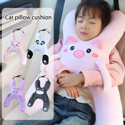 1Set Car Cute Cartoon Pillow Car Mounted Child Sleeping Pillow Car Removable Comfortable Breathable Headrest Lumbar Support