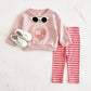 Baby Girl 2PCS Set – Long Sleeve Top & Pants, Cute Peach Autumn/Spring Outfit