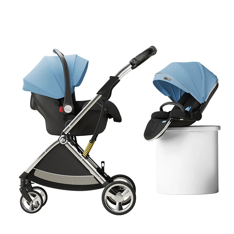 Luxurious Light High Landscape Baby Stroller Egg-shaped Seat for Newborn One Hand Recline Pushchair Pram Compact Size