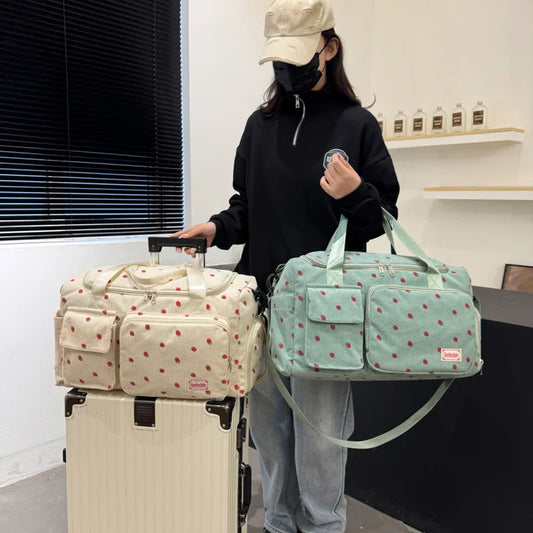 Cute Strawberry Corduroy Diaper Bag