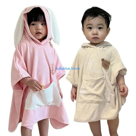 Baby Hooded Baby Towel Soft Bath Towel with Long Ears/Small Bear Pattern Gift 62CF