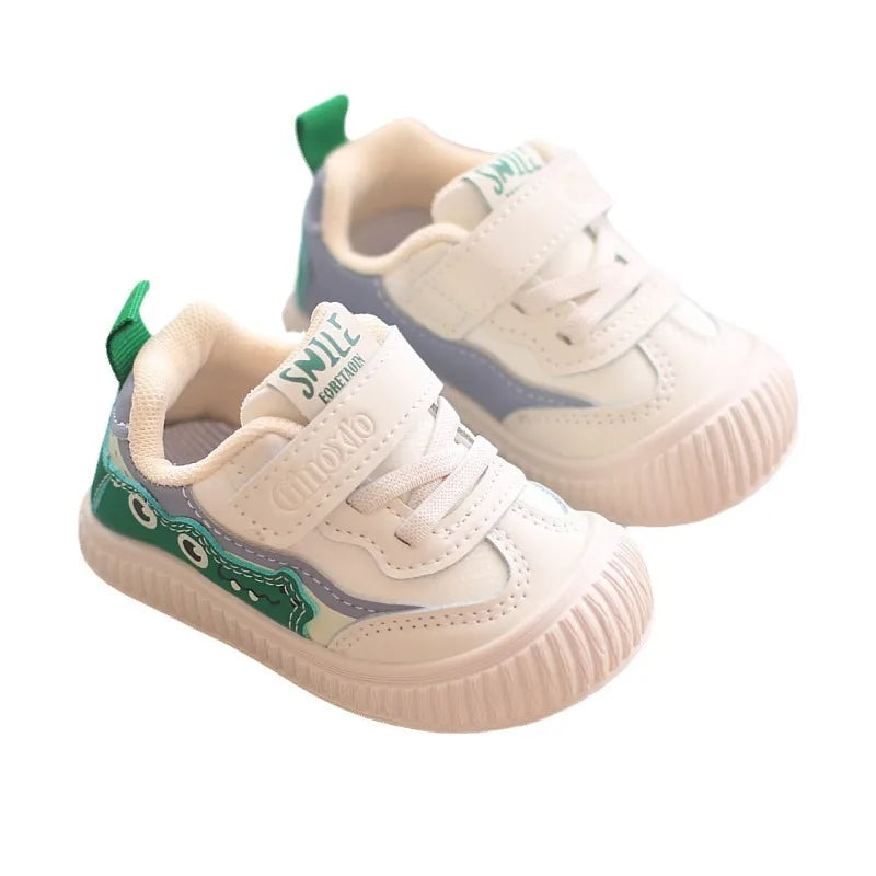 Baby Walking Shoes Toddler PU Leather Cute Stitching Sneakers Soft-soled Shoes Boys Girls Casual Sneakers Infant Sports Shoes