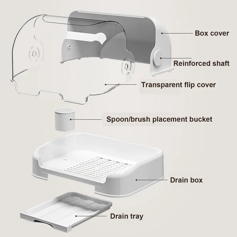 Baby Bottle Drying Rack with Removable Drip Tray Dustproof Bottle Storage Box with Lid Countertop Drying Rack for Toddler Bottle