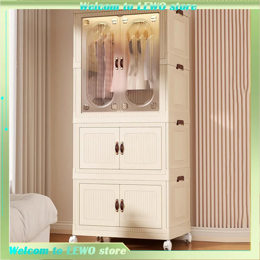 No Assembly Wardrobe Foldable Clothes Storage Cabinet Portable Infant Wardrobe For Bedroom Setup Large Capacity Durable Stylish