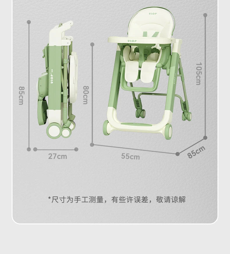 High-end Multifunctional Folding Baby Highchair Stable and Safe with Adjustable Height Household Infant Dining Chair