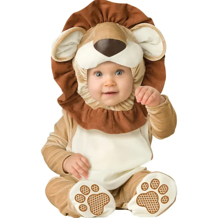6M-24M Christmas Xmas Holiday Halloween Costume Infant Baby Girls Lion Dinosaur Rompers Elk Toddlers Clothes