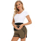 Summer Maternity Sweat Shorts 2025 High Waist Shorts Lounge Casual Curved Slit with Pockets Loose Women Sport Clothing