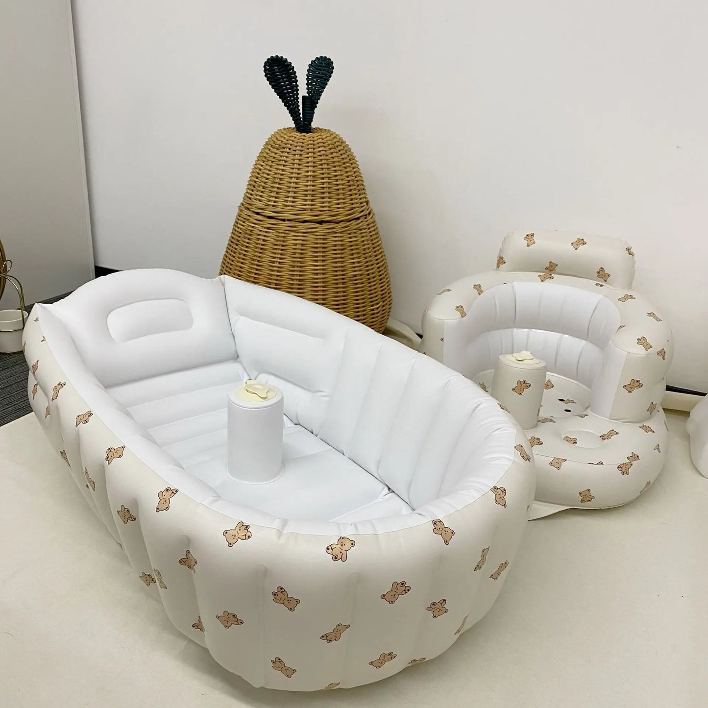 1PCS Inflatable Baby Bathtub Infant Anti-Slip Bath Seat Pool with Air Pump Travel Camping Portable Toddler Bath Tub Age 0-3 Year