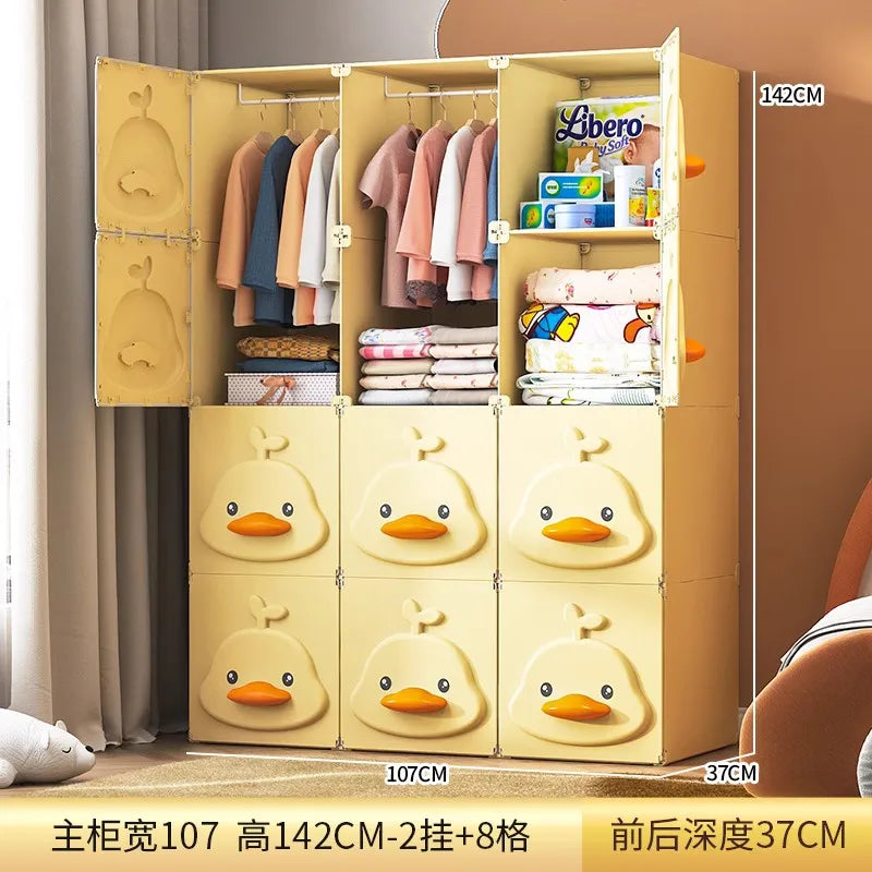 2025 Kids Wardrobe: Stainless Steel Storage Cabinet, Double Door Design Eco-Friendly & Child-Safe Easy Assembly Home Nursery