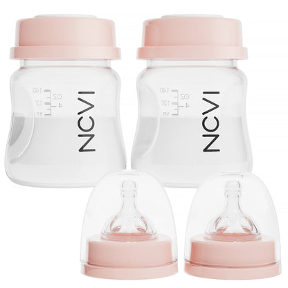 NCVI 140ml Breast Milk Bottles – 2-Pack, Anti-Colic, BPA-Free with Nipples & Caps