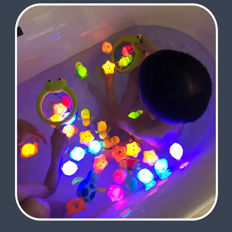 9pcs Floating Light Up Animal Bath Toy Safe PVC Material For Children 3-5 Years Old Perfect For Pools 195F