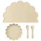 Wholesale BPA Free Silicone Baby Feeding Set 4 Pcs Cartoon Shapes Place Mat Soft Spoon Fork For Kids Newborn Weaning Tableware