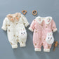 2PCS Winter Baby Clothes Newborn Romper 0-2Y Infant Girls Embroidered Bunny Padded Cotton Jumpsuit Toddler Outwear