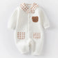 Newborn Baby Jumpsuit Clothes Winter Thickened Romper  Boys Girls Cute Embroidery Bear Bodysuit Autumn Clothing 0-1-3-6M
